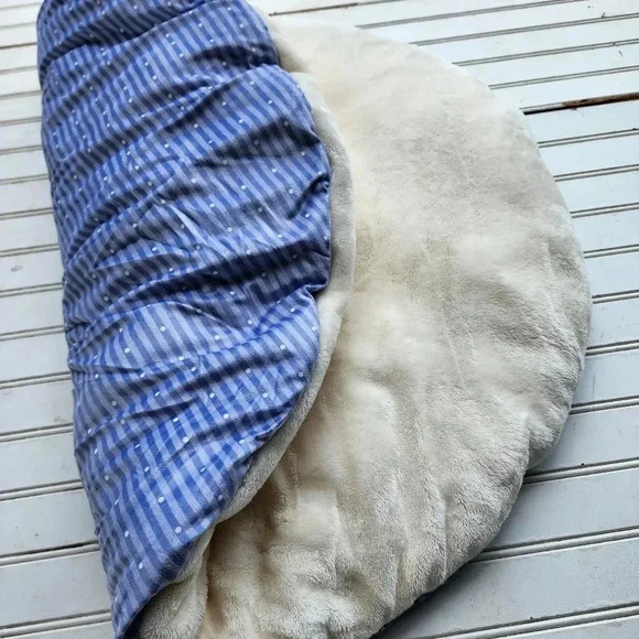 Baby Jym Dog Bed Kennel Small Cat Pet Puppy Round Bed Plush Soft Blue 30" Plush - Picture 1 of 9